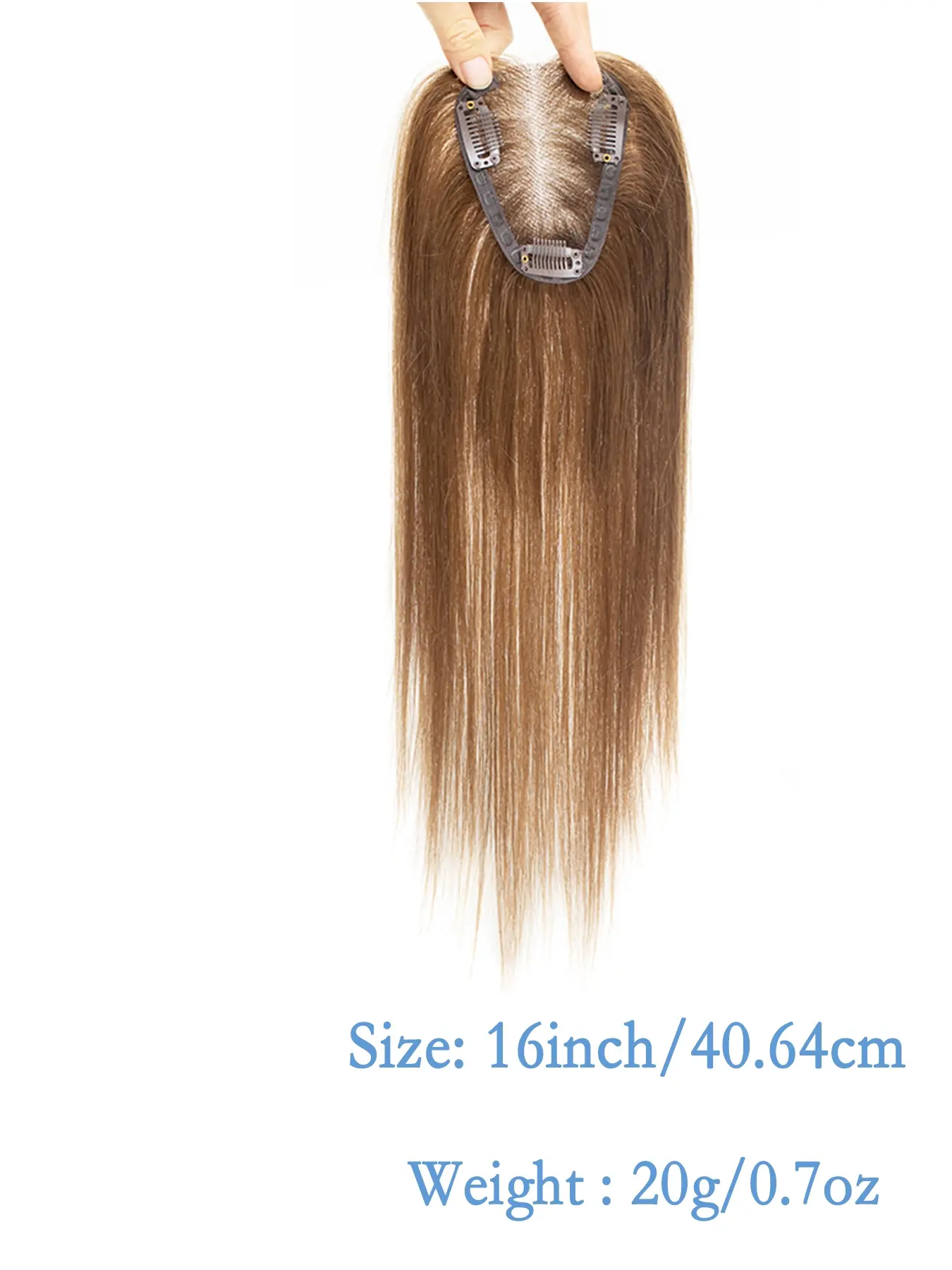 100% Real Human Hair Wig Topper, Natural Looking Hair, Medium Length 16-18 Inches, Lightweight Breathable Lace, Handmade 3x4 Area, Suitable for Women