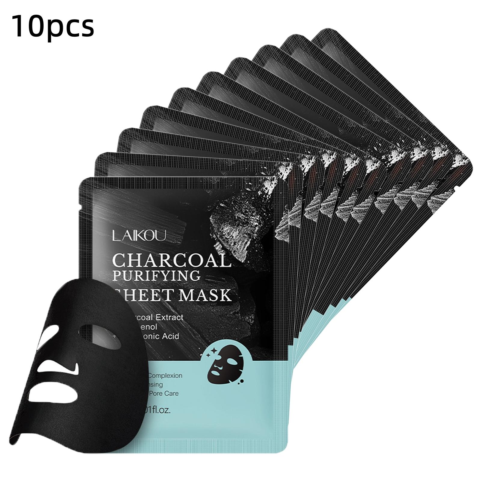 Charcoal Purifying Facial Mask, 10pcs/set Oil Control & Pore Care Facial Mask, Moisturizing Facial Skin Care Mask for Women & Men, Hydrating Face Mask