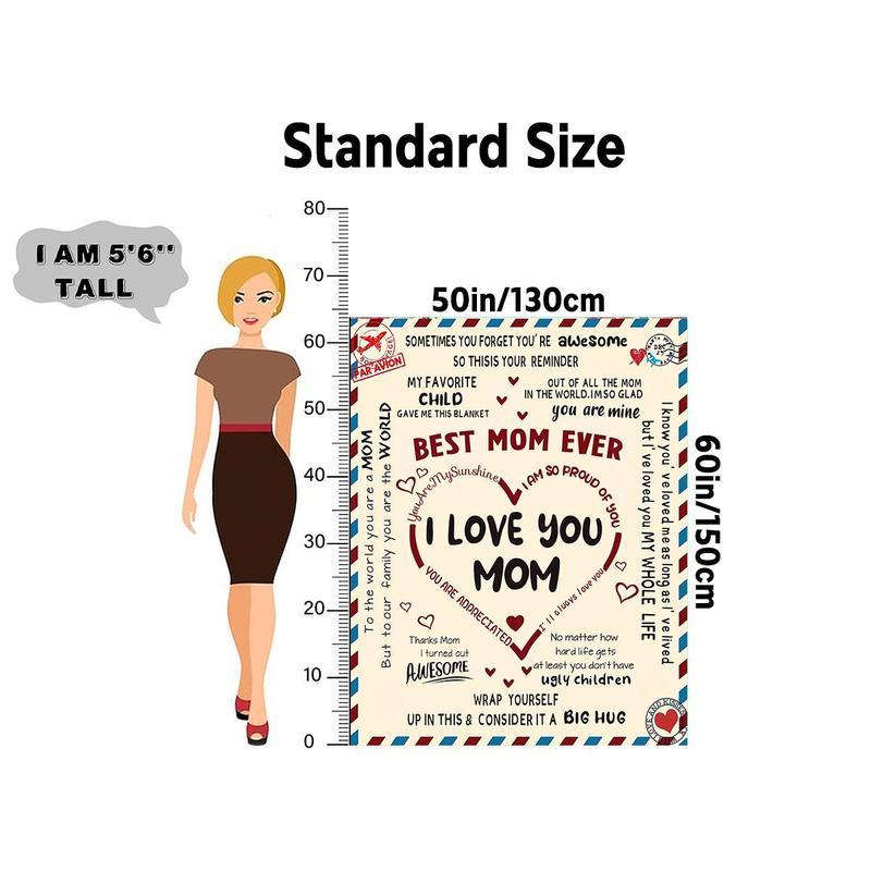 Letter To Mom Pattern Blanket, 1 Count SoftComfortable Warm Throw, Air-conditioned RoomWarm Nap Blanket for Home Office Travel day gift