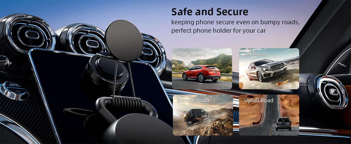 360° Adjustable Vacuum Magnetic Phone Holder, Suction Cup Phone Mount for Magsafe, Portable Cell Phone Holder for Car,Makeup/Gym/Mirror, Fit for All iphone iphone 11 and above