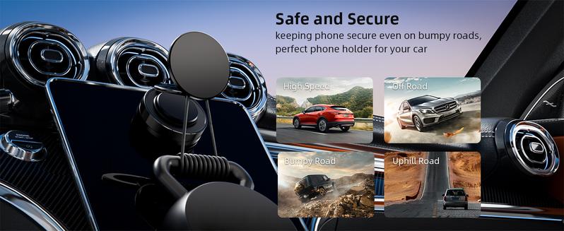 360° Adjustable Vacuum Magnetic Phone Holder, Suction Cup Phone Mount for Magsafe, Portable Cell Phone Holder for Car,Makeup/Gym/Mirror, Fit for All iphone iphone 11 and above