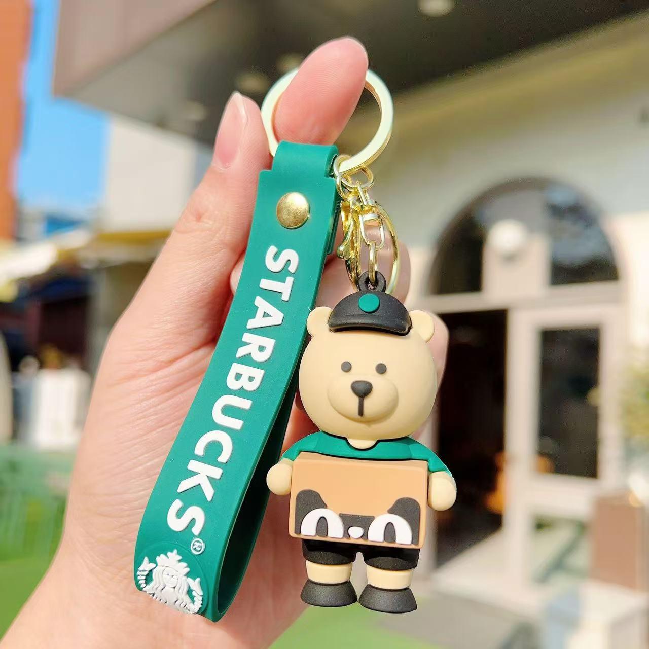 Starbucks Bear Keychain, Car Bag Charm, Perfect Gift, Cute Accessory, Ideal for Office Workers, Stylish & Functional
