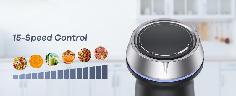 【 Only $27.99!!!】Ganiza Electric Immersion Blender Handheld, Max 1000W, 16 Speed, Stainless Steel, 800ml Mixing Beaker, 600ml Chopper, Whisk and Milk Frother Household Appliances Multifunction Durable