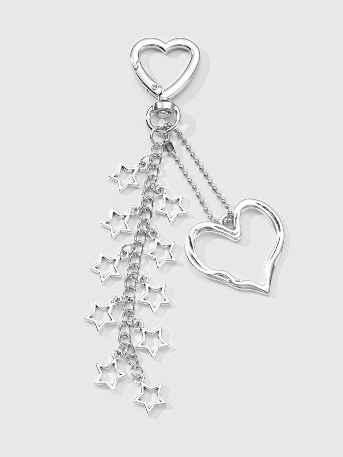 Sweet Cool Fashion Resin Bead Heart Star Charms DIY Keychain, Cute Bow Design, Perfect for Bag and Key Decoration, All Seasons Accessory