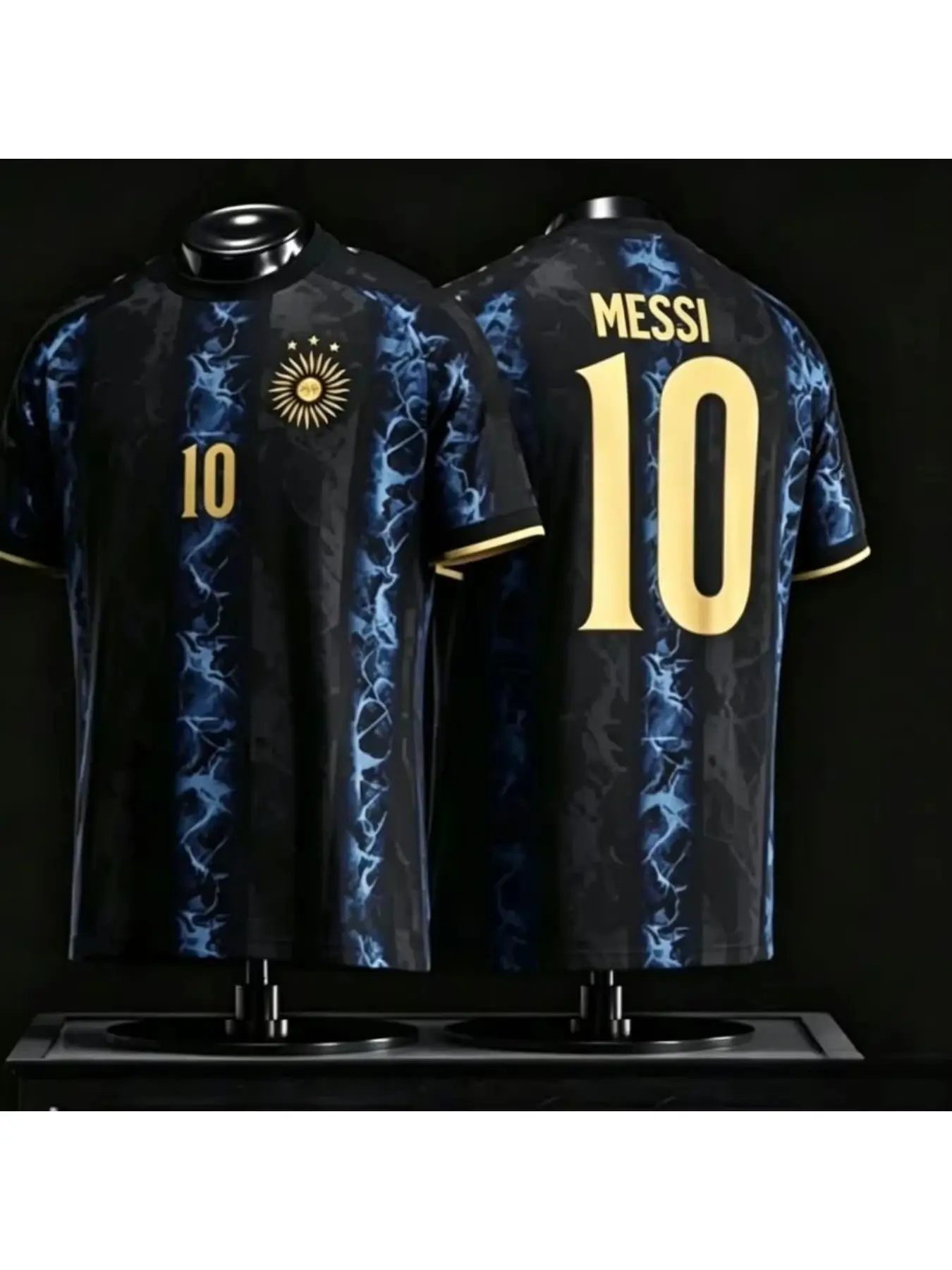 Men's Summer Soccer Jersey, Messi Fan T-Shirt, Sporty Long Sleeve Top, Loose-Fitting, All Seasons, Ideal for Football Matches