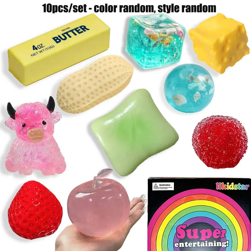 10 pcs/set - Mystery Blind Box Stress Relief Toys, Sensory Kit, Creative Slow-Return Squeeze Toys, Squishy Set, Party Gifts, Soft Compression Toys