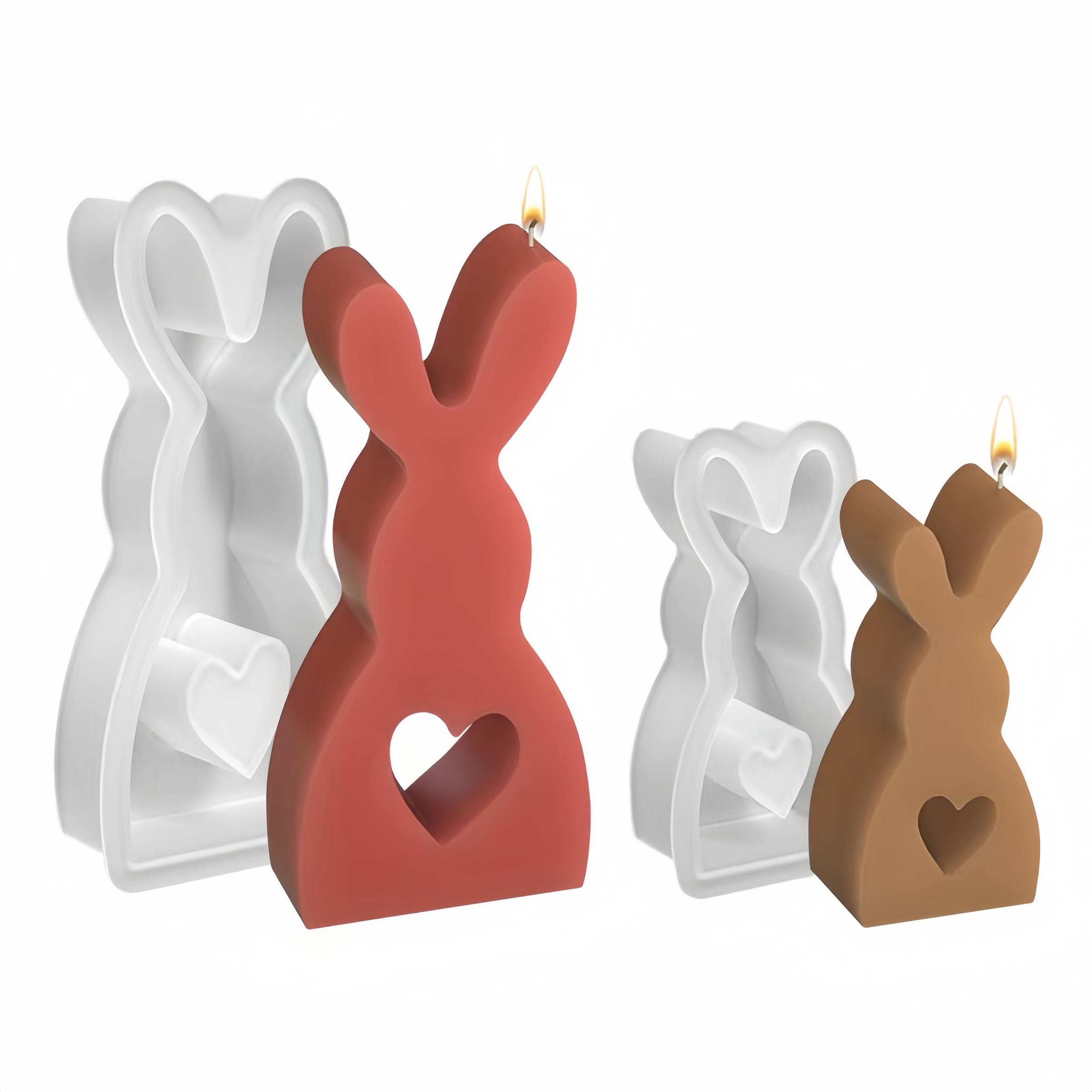 Easter Heart Rabbit Silicone Mold Set, DIY Candle Making, Resin Casting, Home Decor Craft Moulds, 2 Pieces, Batch No. 20250501000