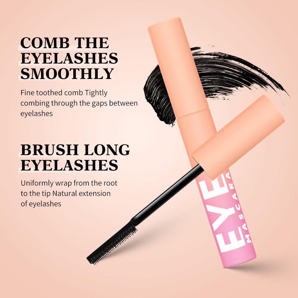 Waterproof Mascara, Long-Lasting Curling Mascara, Lengthening & Volumizing Black Mascara, Smudge-Proof No Clumping Formula with Fine-Tooth Comb Brush for Natural Lashes