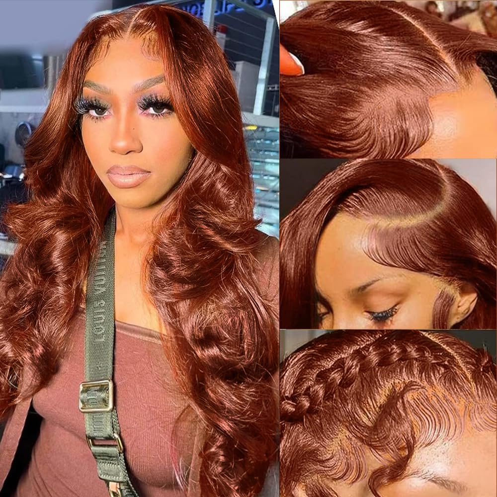 Bling Hair VIP Reddish Brown 16-32 Inch Body Wave Glueless Wig Human Hair Pre Plucked Pre Cut Glueless Lace Front Wig Ready to Wear 7x5 9x6 Body Wave 180% Density Closure Wig Human Hair #33 Colored Wig #TikTokShopBlackFriday