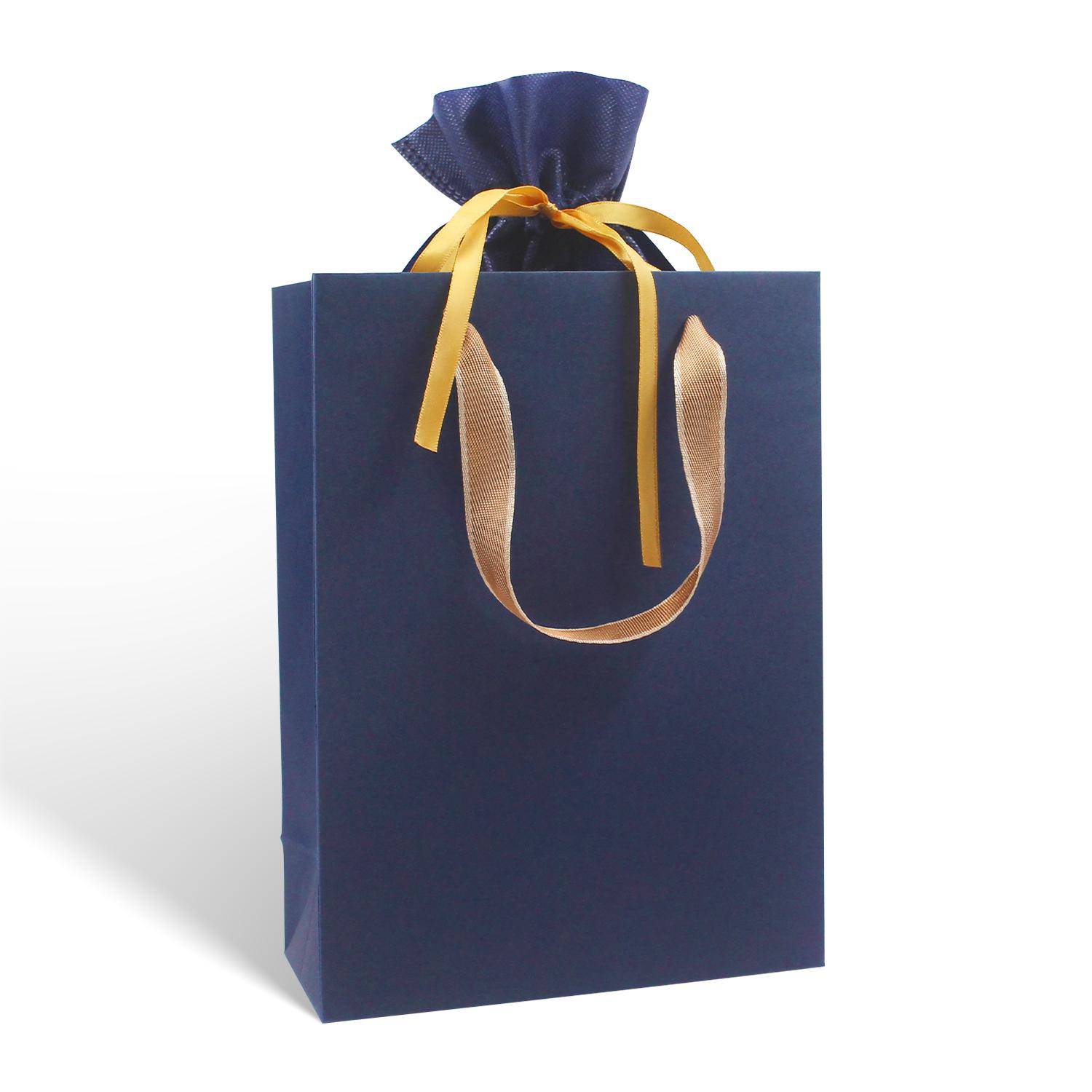 Party Favor Bags Set of 2 | Reusable Kraft Paper Tote Bag with Ribbon Drawstring Non-Woven Pouch | Wedding Guest Gift Wrap Bridal Shower Baby Shower Return Gifts | Multi Colour