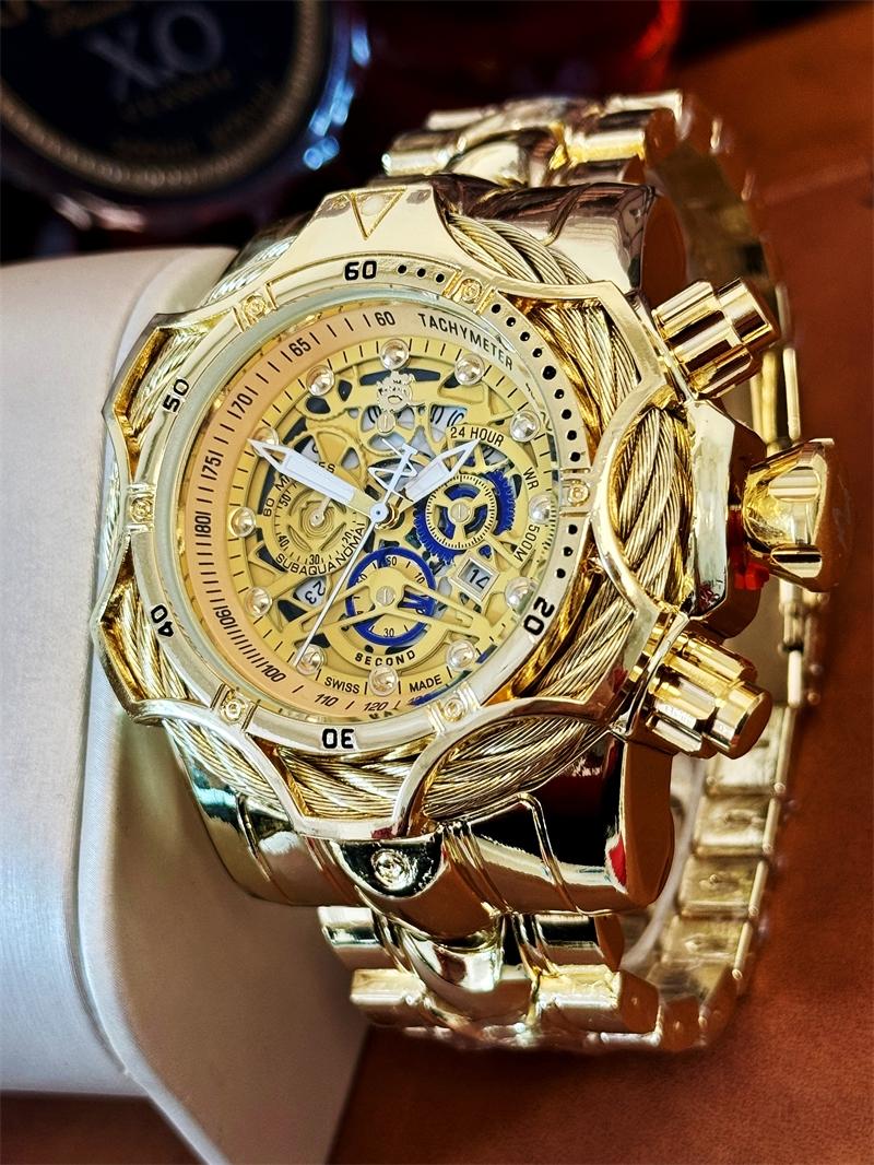 Luxury Men's Watch High Aesthetic Light Luxury Fashion Casual Versatile Punk Style Stainless Steel Large Dial Gift Box Included High End Watch