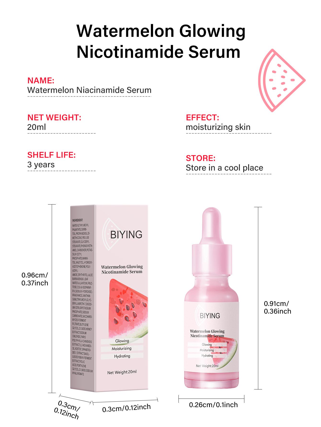 Watermelon Brightening Moisturizing Niacinamide Cream 20ML, Hydrating Skincare, Formula, Daily Use, Face Care