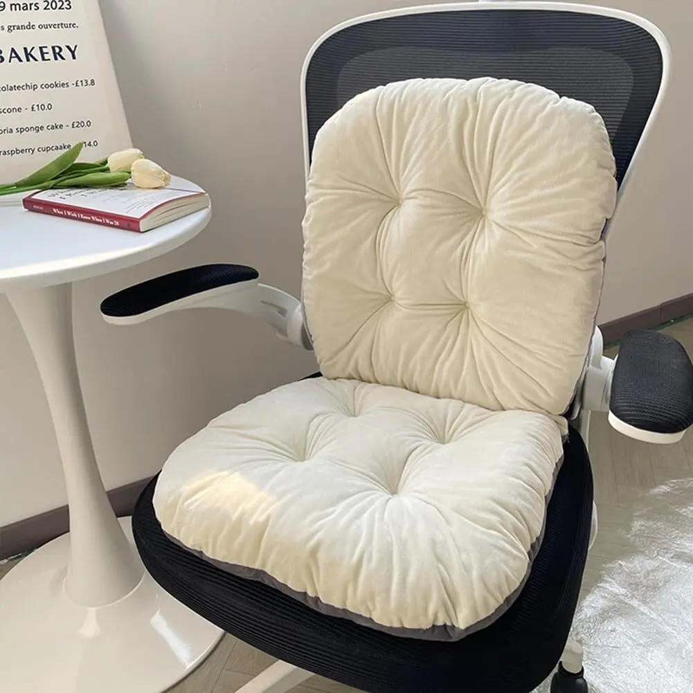 White Seat Cushion - 17 * 17 Inch, Soft Office & Indoor Rocking Chair Cushion with Removable Cover, Ties