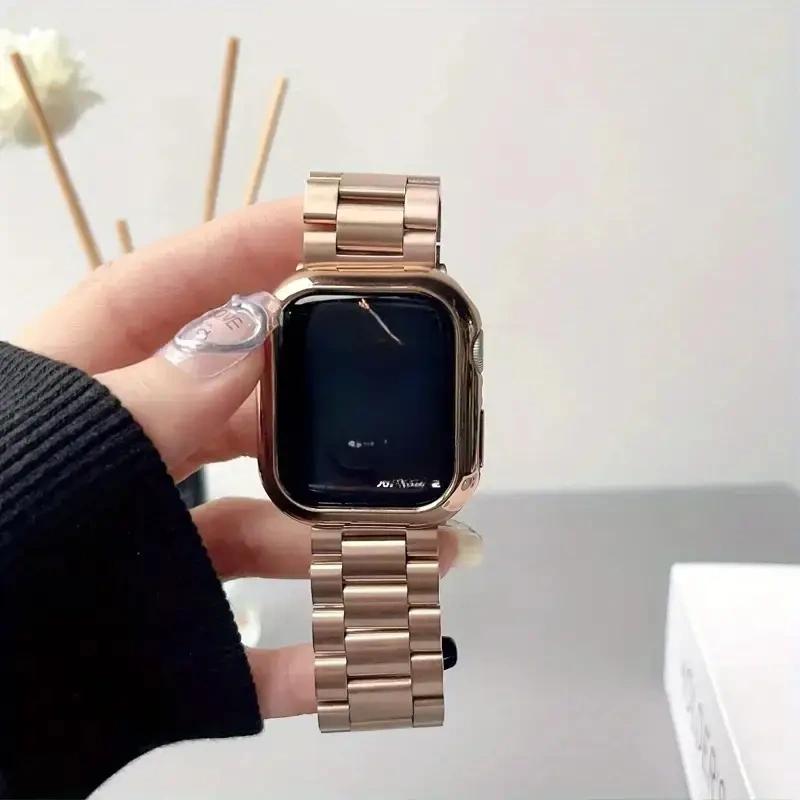 BUREI Solid Three-Link Stainless Steel Band Compatible for iWatch Series 1-11/SE/SE2/Ultra/Ultra2 (38-49mm) for Men & Women (Watch Not Included)#TikTokShopHolidayHaul BUREI Solid Three-Link Stainless Steel Band Compatible for iWatch Series 1-11/SE/SE2/Ultra/Ultra2 (38-49mm) for Men & Women (Watch Not Included)#TikTokShopHolidayHaul