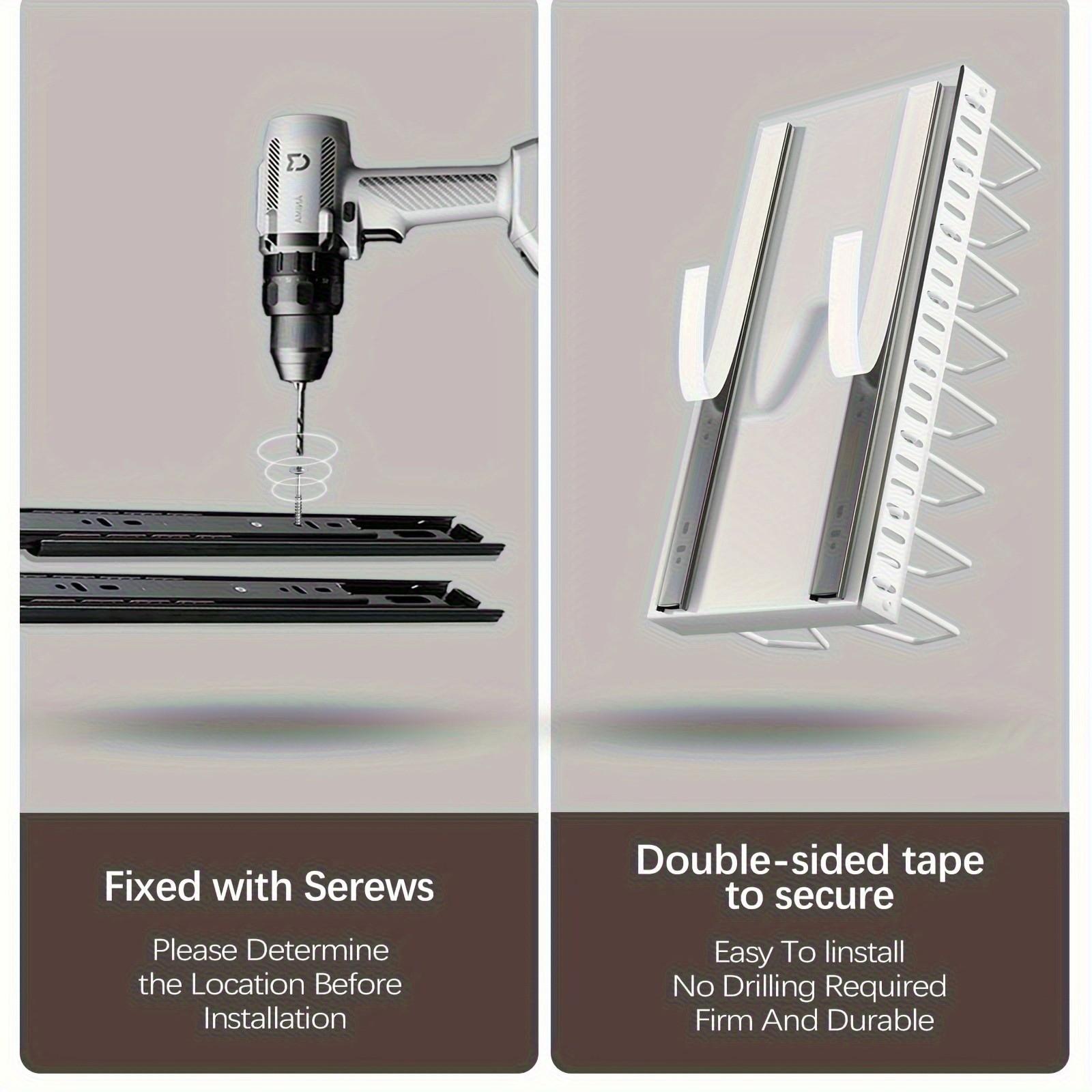 Expandable Pull-Out Pot Rack, No Tools Needed for Easy Installation, Adjustable Storage for Kitchen & Bathroom Organization, Dish Drying Organiser