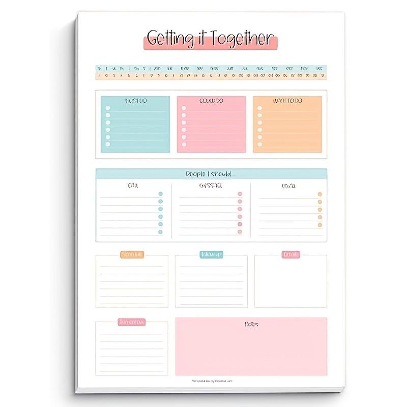 Life Planning Notebook, Daily Planner with Priorities, Contacts, Notes, Cute Work Family Life Organizer, Productivity Planner