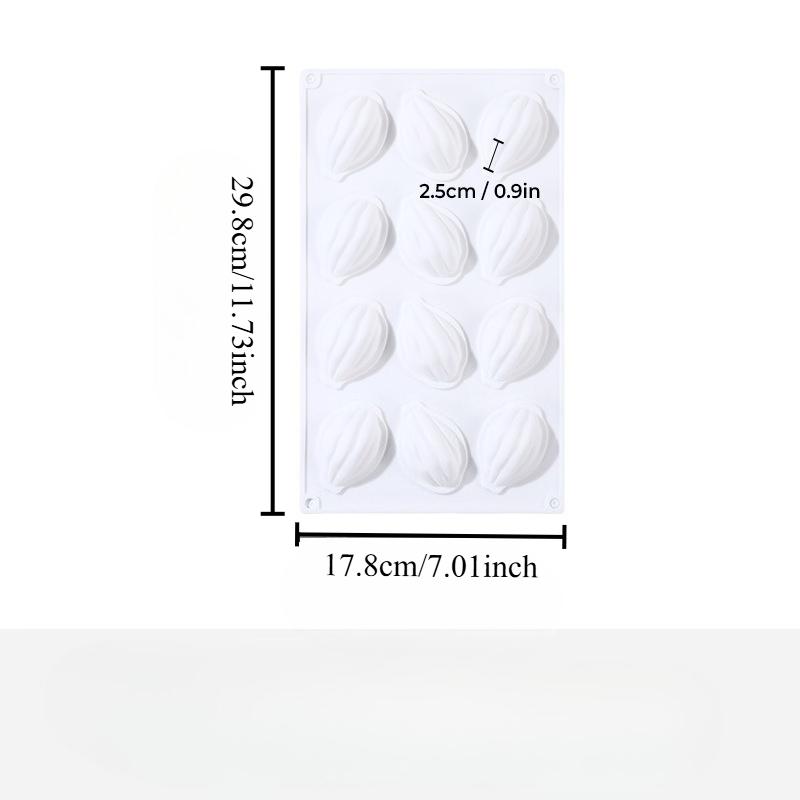 1pc cocoa bean-shaped silicone cake mold, 12-cavity chocolate material aesthetic design, non-stick, smooth surface for easy demolding in a full row, suitable for handmade high-end chocolate, cakes, and handmade baking tools