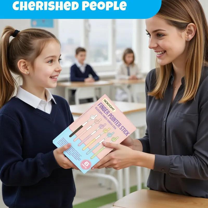 Classroom Extendable Pointer Stick, Classroom Supplies, Teacher Finger Tool, Colorful Demonstration Pointer Rod, Child and Adult Extensible Pointer