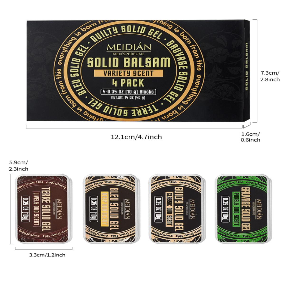 Men's Portable Perfume Stick Set, Fragrance Perfume, Long-lasting Solid Cologne Floral Woody Scent, Pocket-sized Body Balm Gift Box, 4-piece set