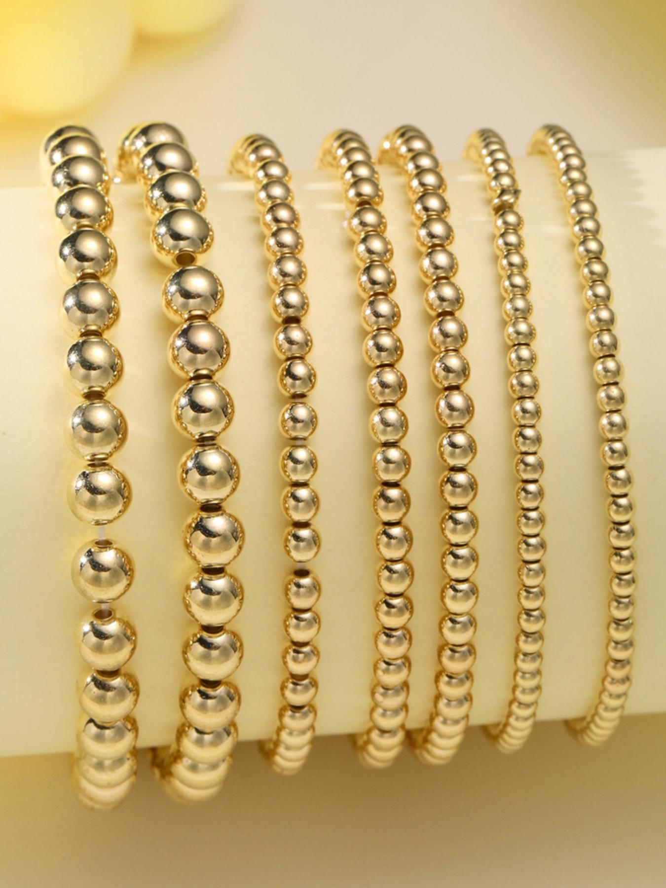 Women's Elegant Beaded Bracelet with Elastic Rope, Trendy Stack Bangle, 7counts/set Exquisite Trendy Bracelet, Fashionable Jewelry for Women & Girls for Daily & Party Decoration