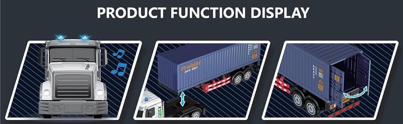 Detachable RC Truck with Container,23.6 Inch 9-Channel RC Semi Truck Toy, 1:12 Container RC Car, Van Truck with Lights & Music,Great Gift for Kids & Adult