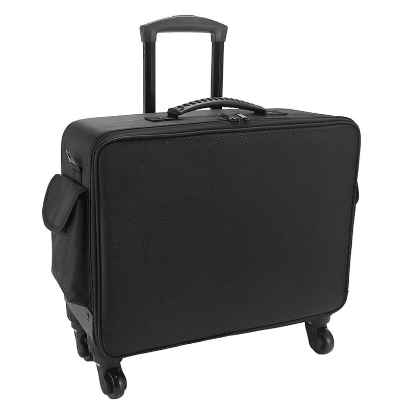 Rolling Makeup Train Case,Large Storage 3 Tiers, Professional Trolley Makeup Case with Adjustable Divider, Large Capacity Multi-functional Cosmetic Organizer for Nail Technicians Hairstylist(Black)