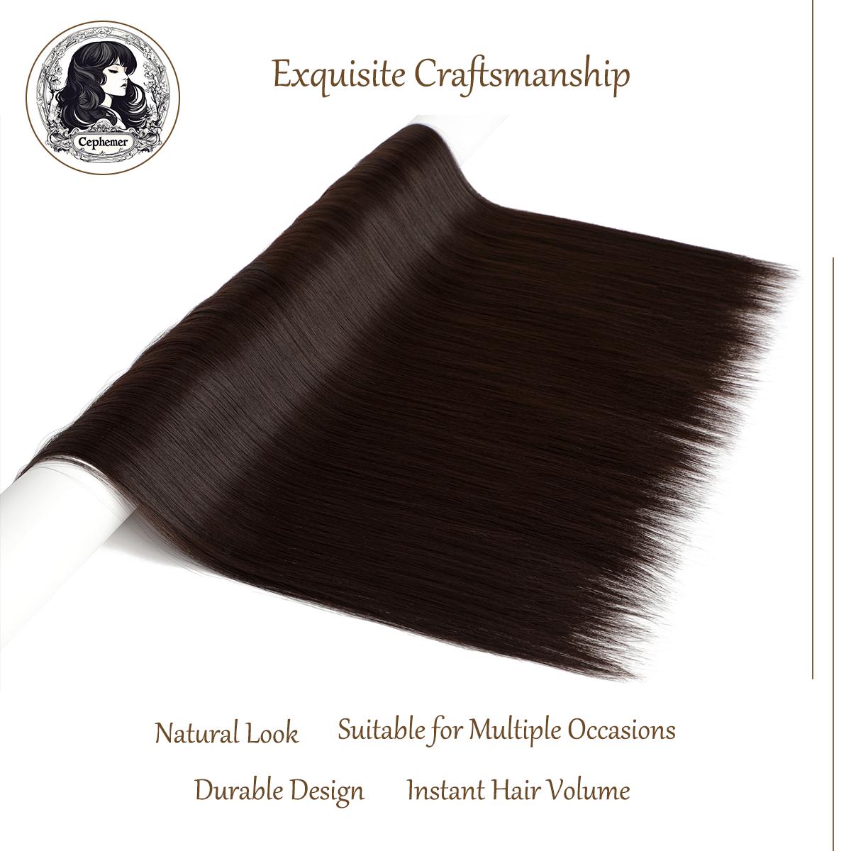 Cephemer Clip-in Synthetic Hair Extensions 23inches Straight 7PCS Natural Layered Light Weight Hairpieces for Women All Day Comfort for Daily Party Black Friday & Christmas