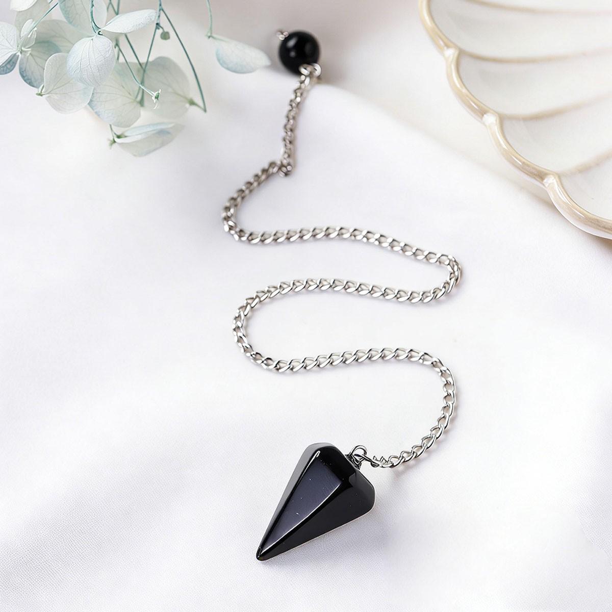 Natural Crystal Pendulum, Hexagonal Carved Stone Dowsing Pendulums, Amethyst Tiger's Eye Rose Quartz, Reiki Yoga Meditation Accessories