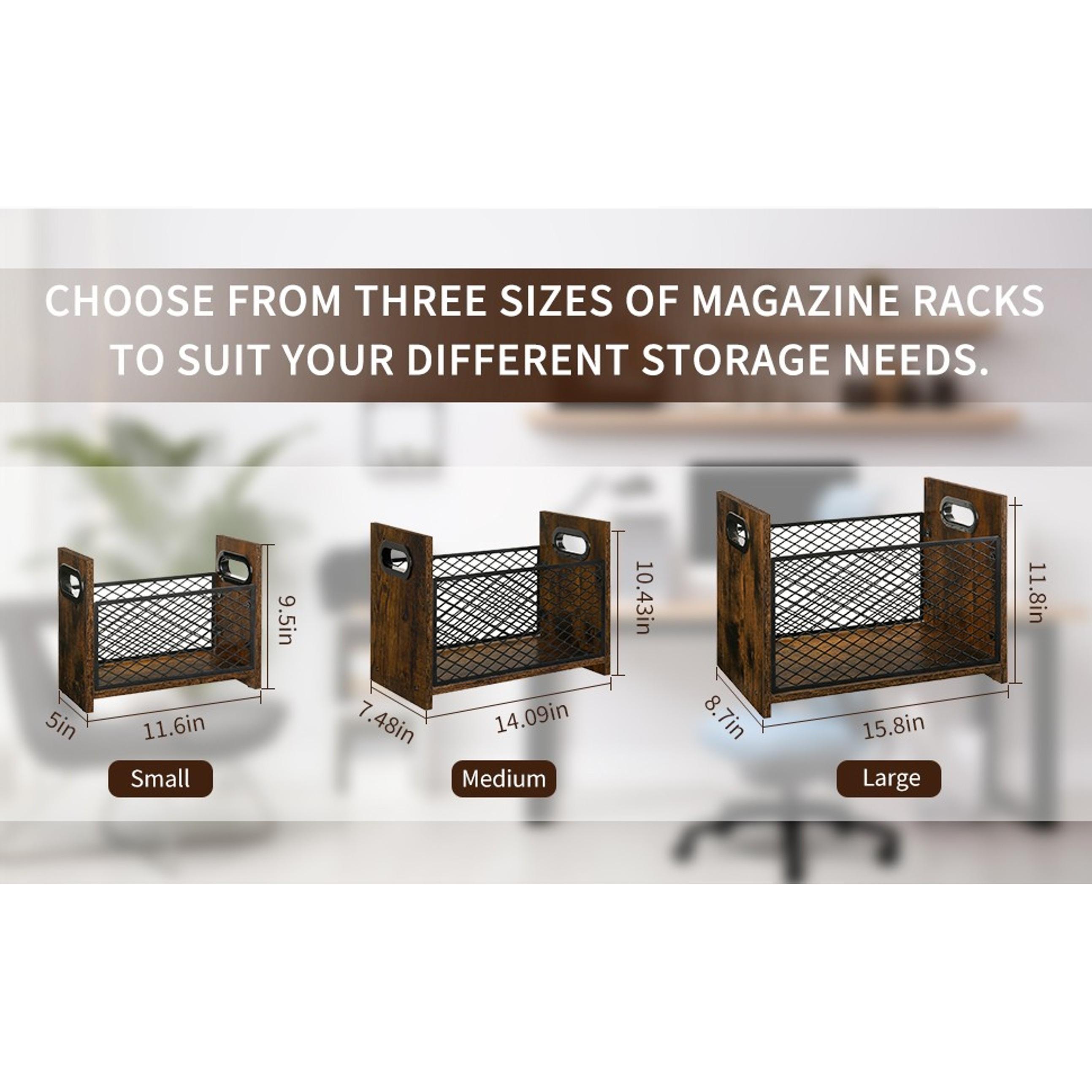 Small Farmhouse Look Open-Top Compact Storage Basket, Desktop Letter Holder for Home Office Magazines, Books, Newspapers