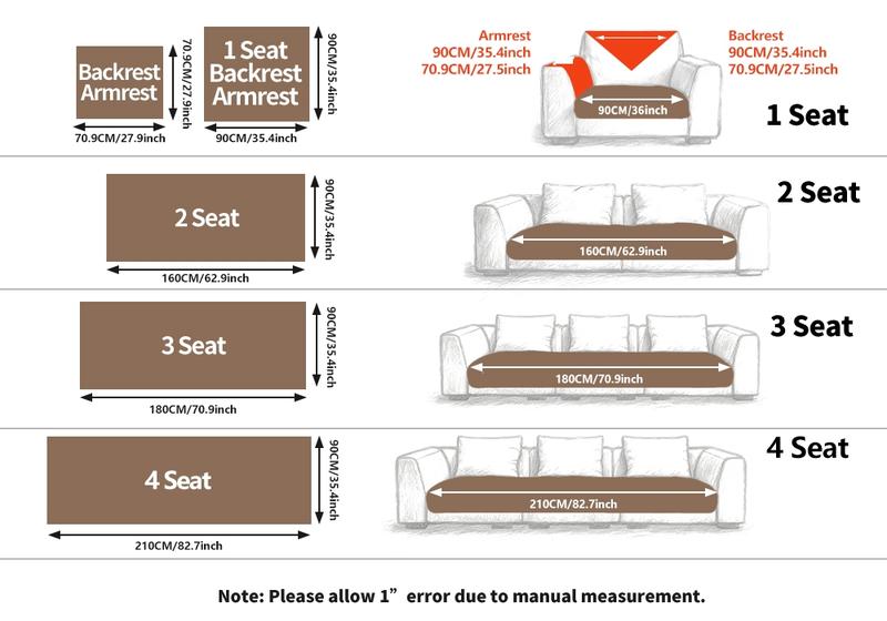Luxury Dustproof Sofa Cover Set, 1 Count Non-Slip Cushion, Suitable for decorating living rooms, offices, and bedrooms, including armrest covers and backrest covers, All-Season Protection, Fits Single to Four Seater Sofas, Sofa Slipcover