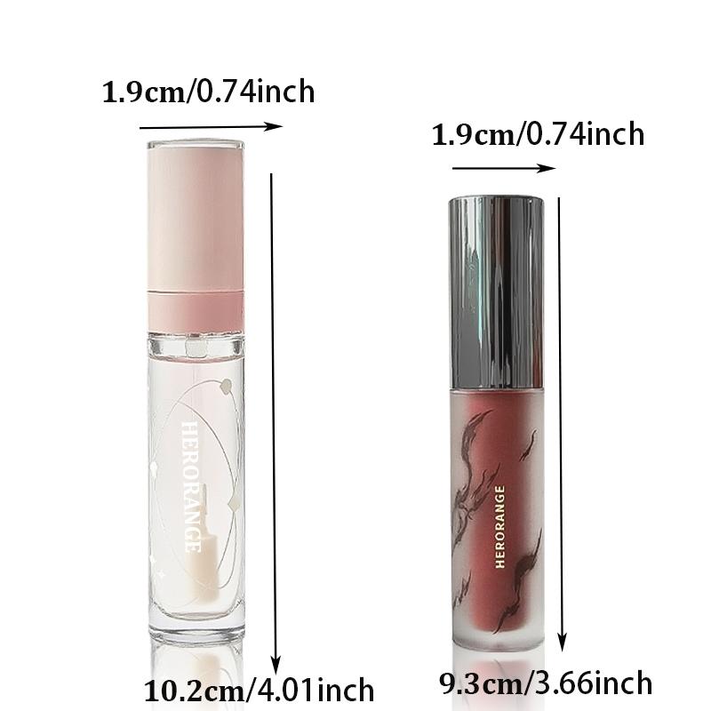 [HERORANGE Lipstick & Lip Gloss Set] Silky Matte Lipstick and Nourishing Lip Gloss Set with Smooth Vibrant Color, Easy to Layer, Moisturizing and Hydrating, Suitable for Stage Performances, Parties and Dates