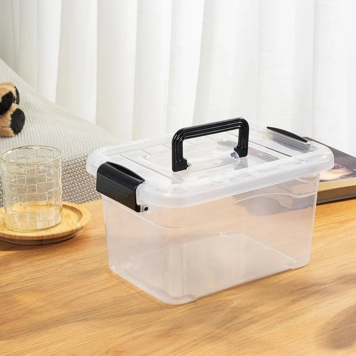 Transparent Plastic Storage Box with Lid, Mini Organizer for Craft Supplies, Art Materials, Office Items, Small Clear Container