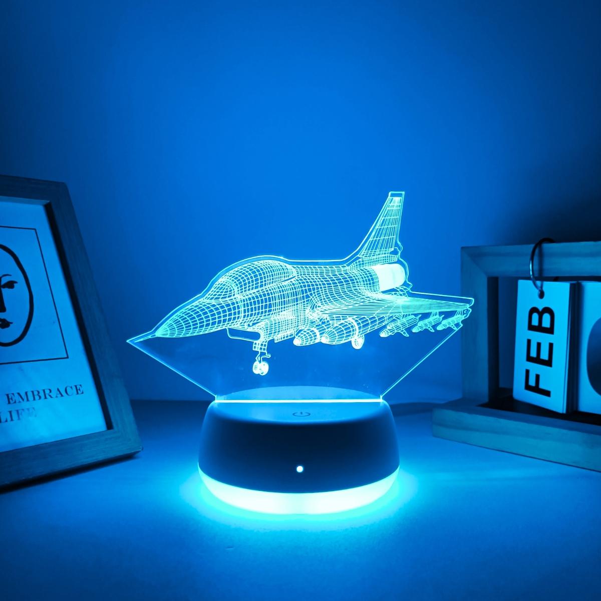 1pc Fighter Jet 3D Night Light, USB Powered Touch Switch, Color Changing LED Lamp, Indoor Decorative Light for Bedroom Living Room Decor, Ideal Gift