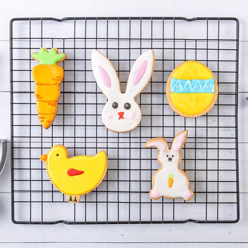 5-Piece Stainless Steel Biscuit Cutter Set, Rabbit and Carrot Shapes, Durable 430 Steel, Ideal for Cookies, Gingerbread, Fondant, Party Decorations