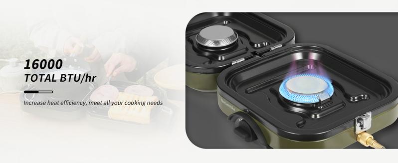 Naturehike 2-Burner Folding Camping Stove with Griddle – 16000 BTU Portable Gas Stove, Adjustable Burners,Lightweight & For Camping, Tailgating Outdoorfun camping accessories dealsforyoudays