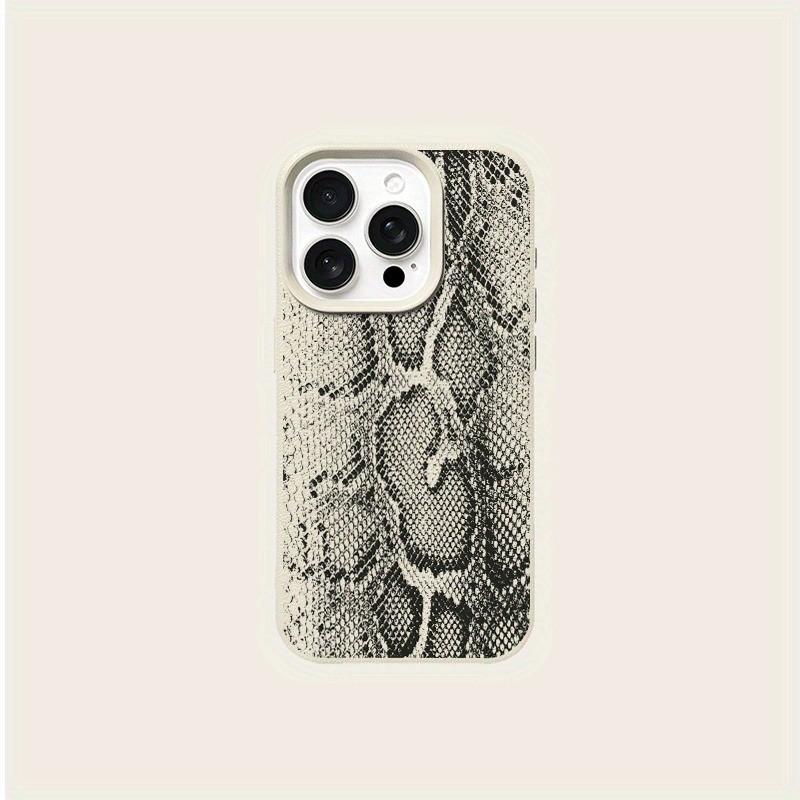 Snake Skin Pattern Phone Case for iPhone 11 to 17 Pro Max, Full Body Protection Tpu Shockproof Cover, Lightweight Anti-Slip Soft Vintage Case in Antique