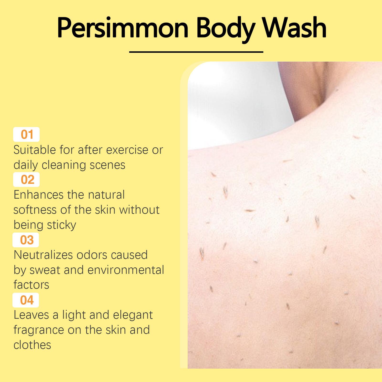 Persimmon Body Wash, Gentle Moisturizing Cleanser, Smooths and Nourishes Skin, Plant Extracts, Liquid Form, Single Item