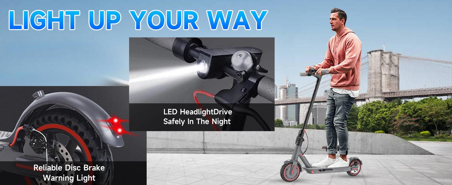 28MPH Max Speed Electric Scooter 350W Brushless Motor 8.5 Inch Explosion Proof Tires 265 Lbs Max Load 3 Speed Modes Foldable City Commuter App Control Front Rear Lights