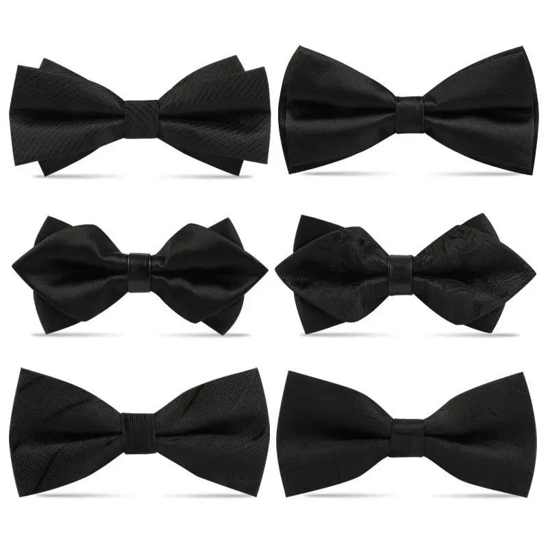 6PCS Bow Ties for Men Wedding Bowtie Black Neck Tie Adjustable Bowknot Classic Butterfly Cravat Adult Double Tie Business Gift