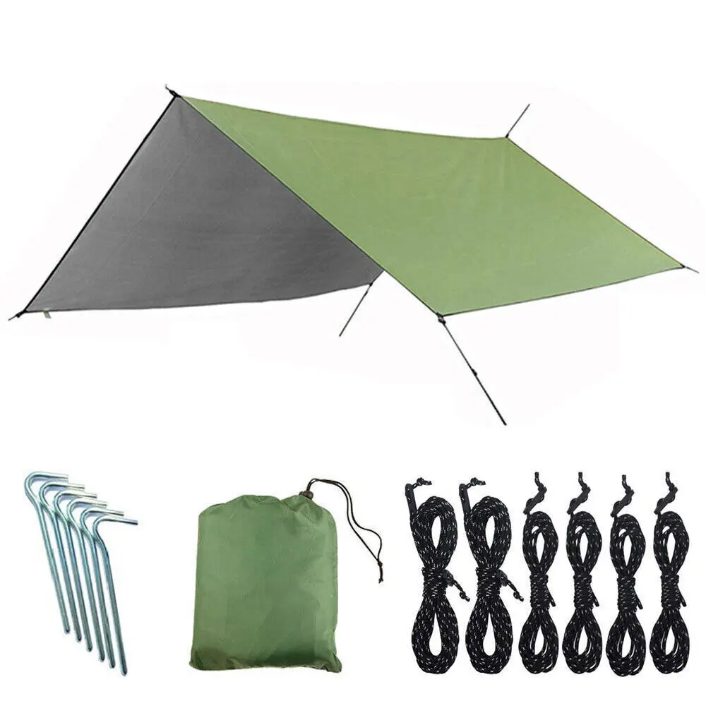 Hammock Rain Fly – Waterproof Camping Tarp Cover with Tent Stakes & Carry Bag, Ultralight Shelter for Backpacking & Outdoor Shade