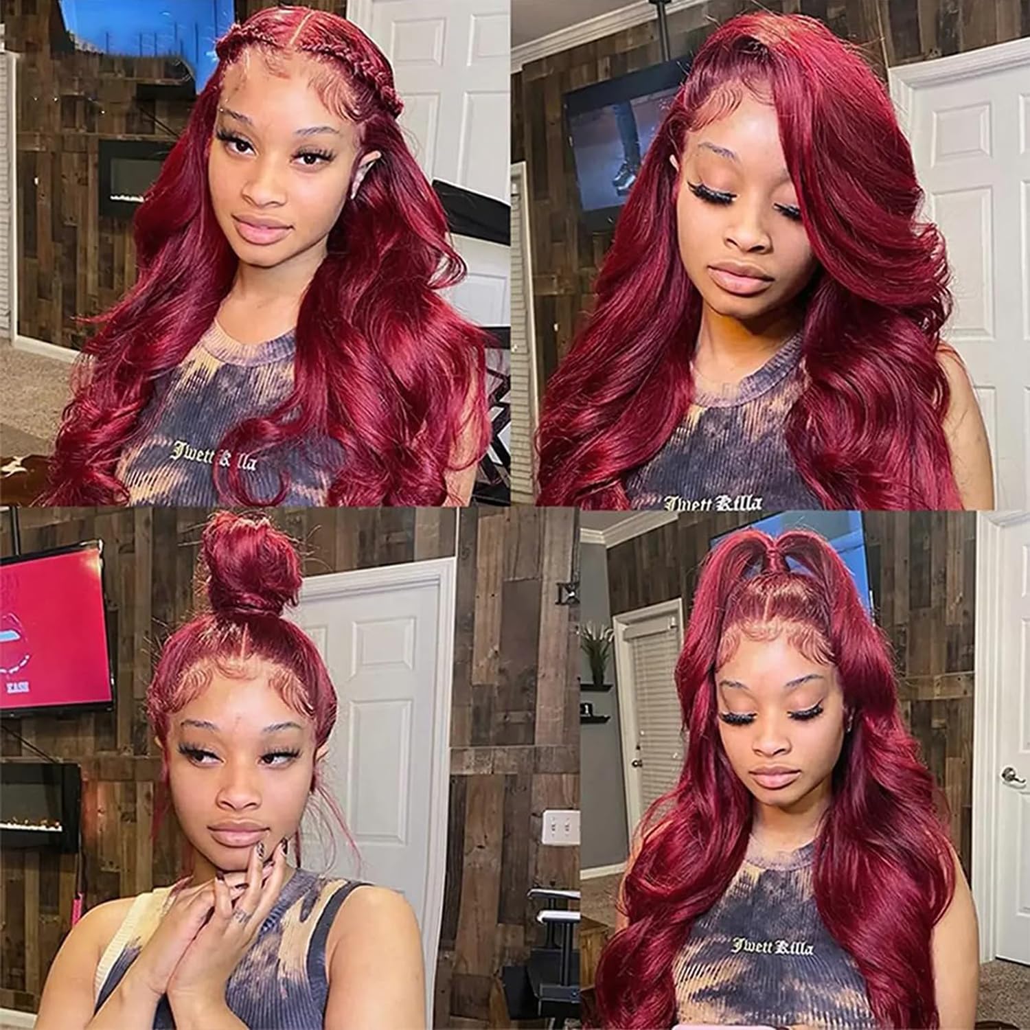99J Burgundy 13X4 Lace Front Wigs Human Hair Body Wave 13x6 HD Transparent Lace Frontal Wig Pre Plucked With Baby Hair