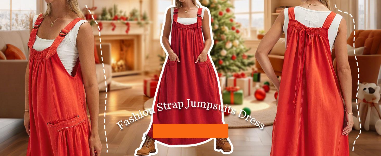 SCUSTY Women's Plus Size Apricot Cotton Barrel Midi Dress with Adjustable Straps & Big Pockets for Summer Casual Wear