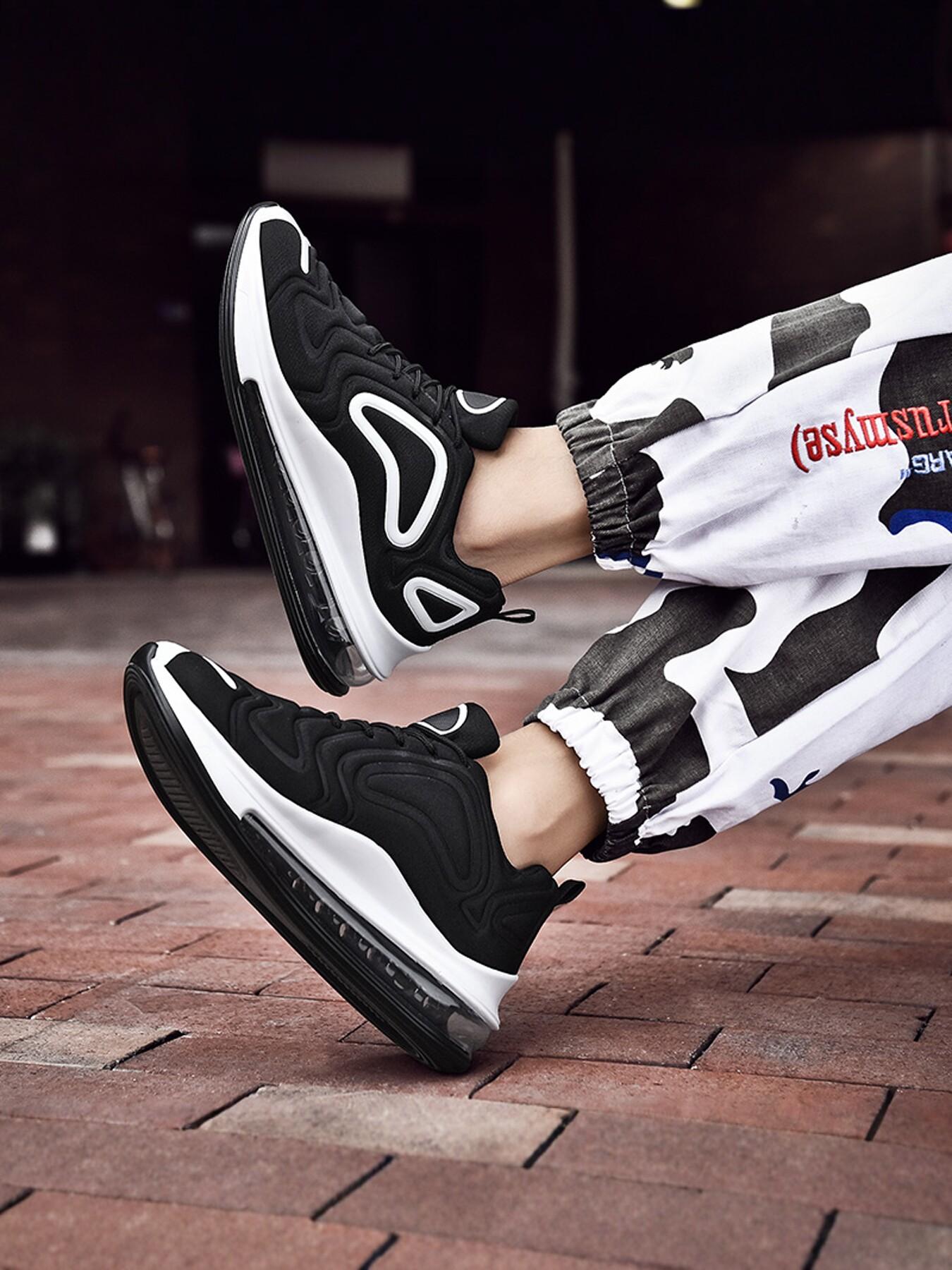 Men's Full Foot Air Cushion Sports Shoes, Comfortable Lightweight Breathable Anti-Slip Shock Absorption Running Shoes, Casual Outdoor Use