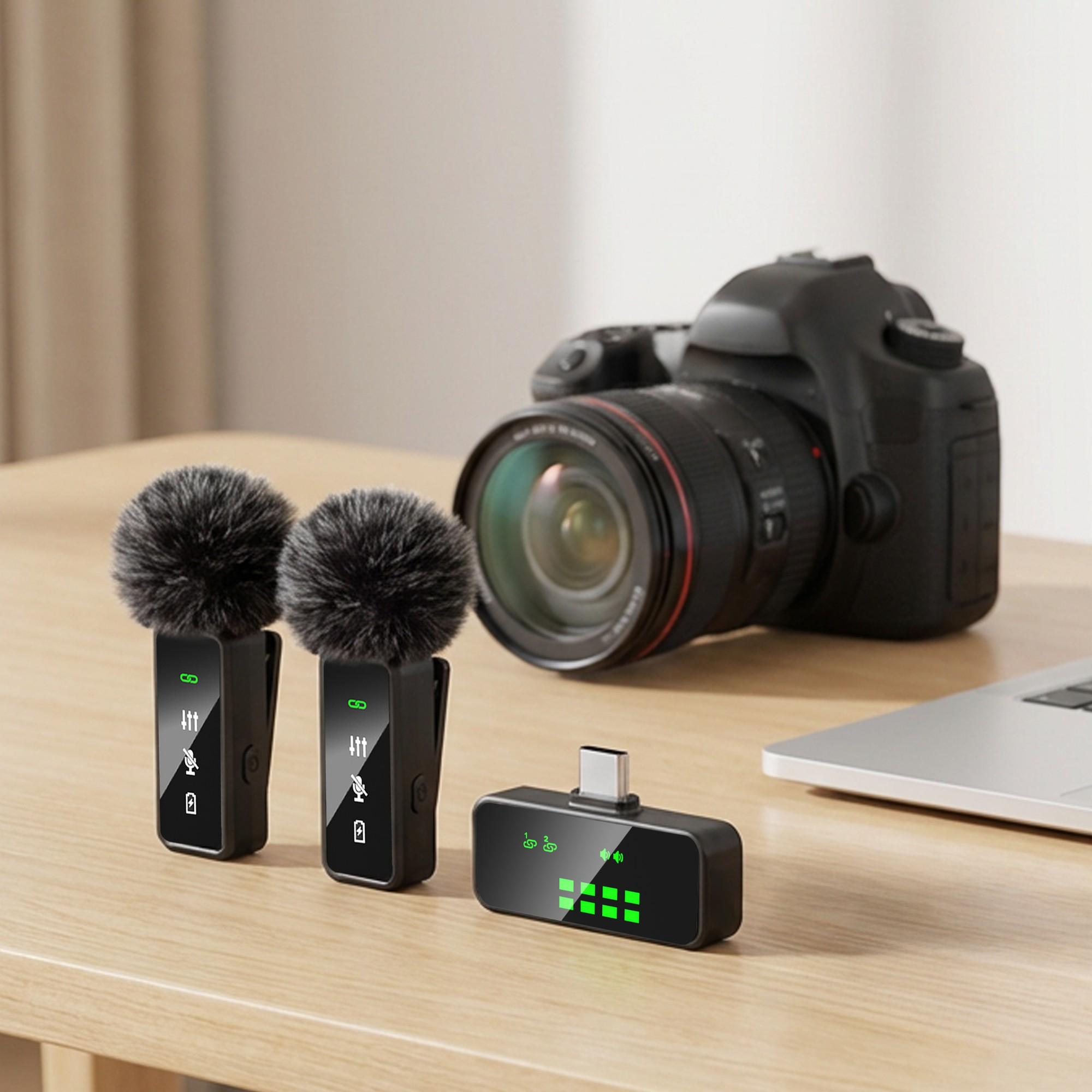 Wireless Microphone, Professional Wireless Microphone for iPhone & Android Phone, Lapel Mic for Video Recording, Teaching, Interviews, Podcast