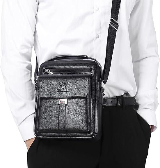 【Local Delivery】Maxoner Messenger Bag for Men Business Vintage Leather Sling Shoulder Purse Portable Travel Crossover Handbag Crossbody