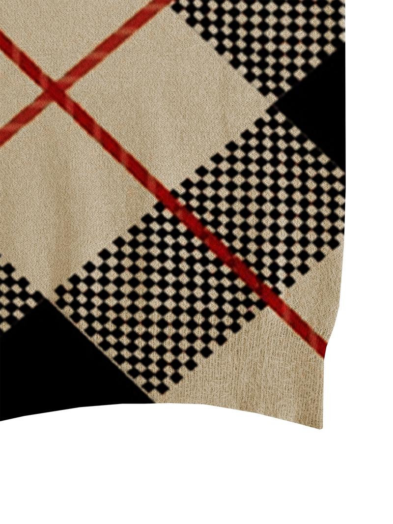 Women's Tartan Print Stand Collar Sweater, Fall & Winter Casual Long Sleeve Knitwear, Comfortable Warm Fitted Top for Daily Wear, Knitted Sweater