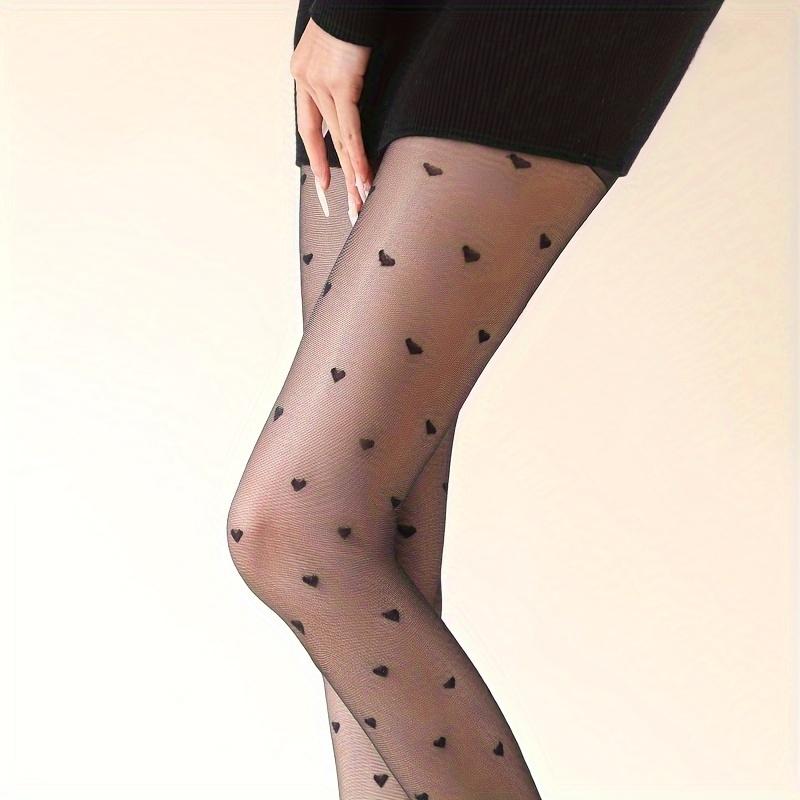 Women's Heart Print Stockings, Soft Lightweight, All-Season Comfort, Versatile Fashion Accessory, Enhance Elegance and Style
