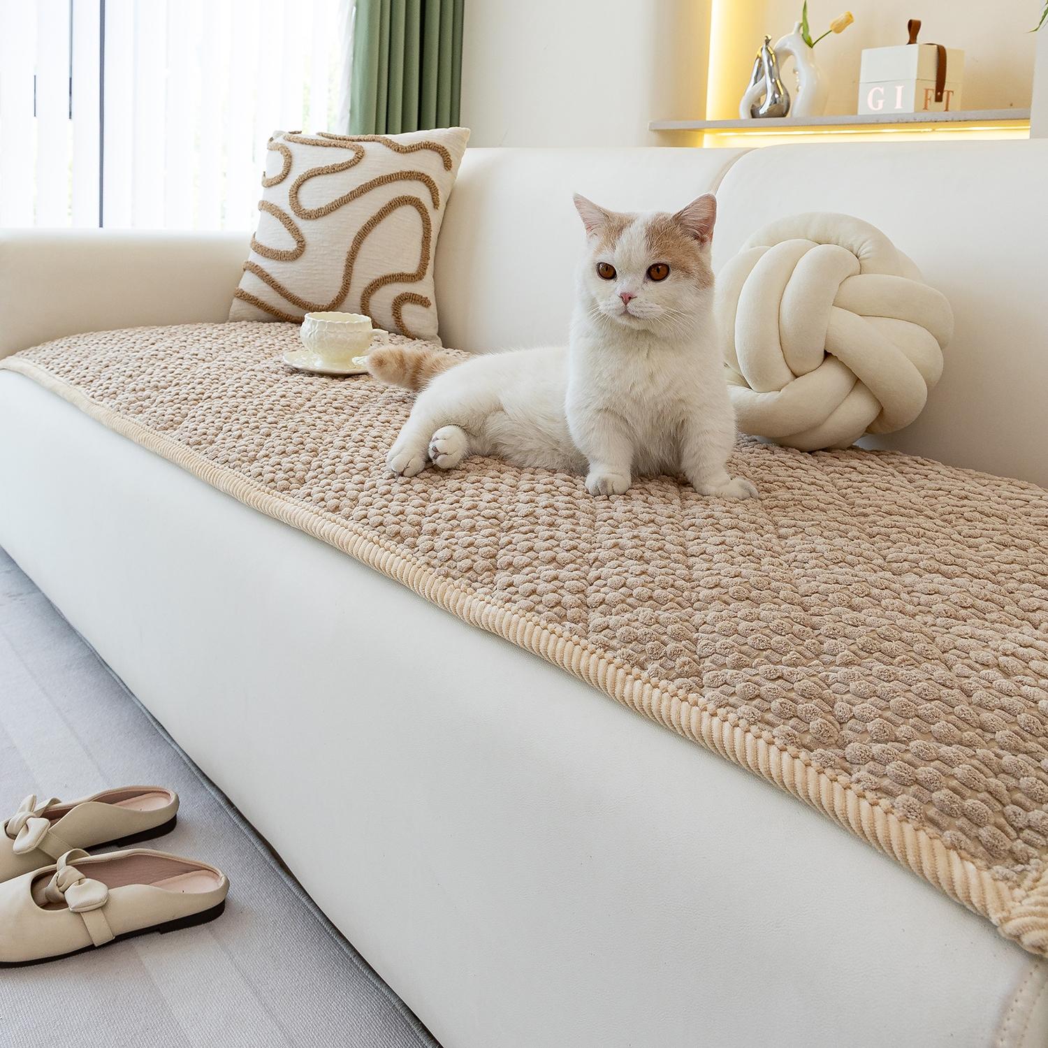 1pc Single Solid Color Bubble Velvet Sofa Pad, Soft Skin-Friendly Material, Pet-Friendly Anti-Slip Design, Machine & Hand Washable, Fits Single to Five-Seater Sofas