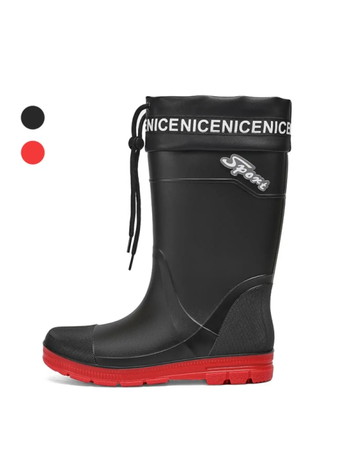 Men's Trendy Printed Cuff Tall Waterproof Rain Boots, Deep Tread Traction Wear-resistant Outsole Footwear For Mud Mountain Hiking & Large-scale Garden Watering Work