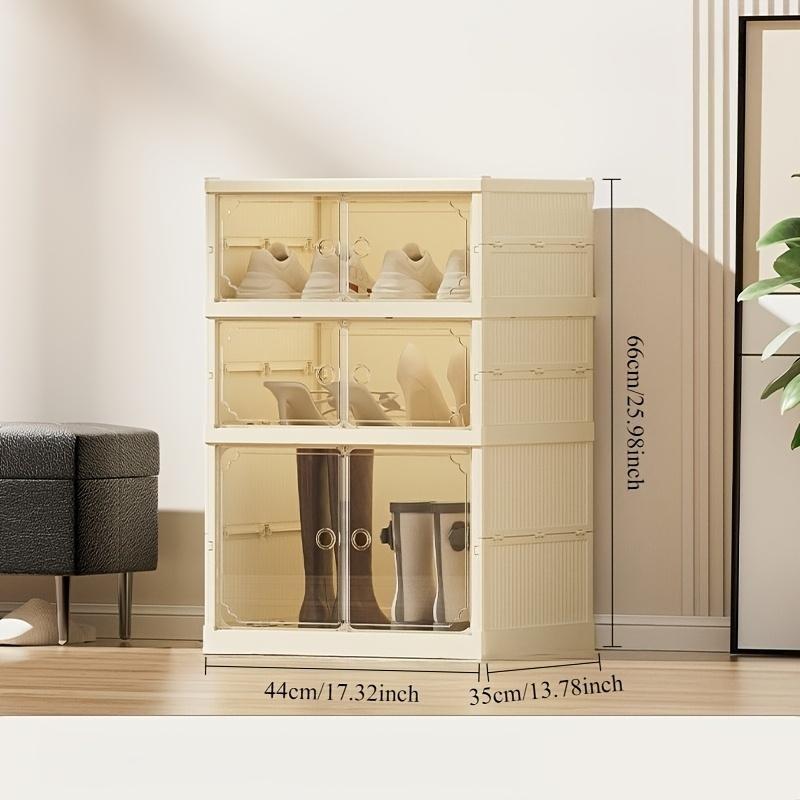 Multi-Layer Foldable Shoe Box, Dustproof Thickened Plastic, Sneaker Shoe Storage Box, Stackable Cabinet, Transparent Organizers Rack